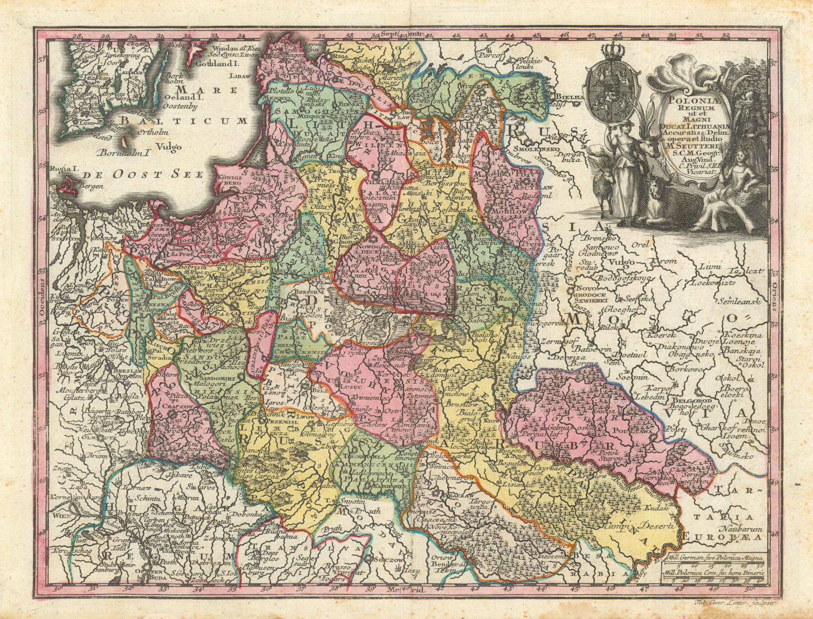 Poloniae Regnum ut & Magni Ducat Lithuaniae… Poland Lithuania. Seutter c1744 map